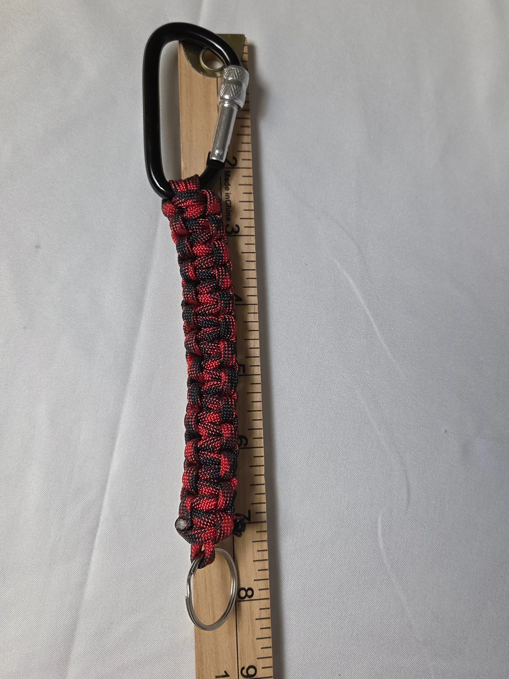 Paracord Keychain with Carabiner - Black & Red